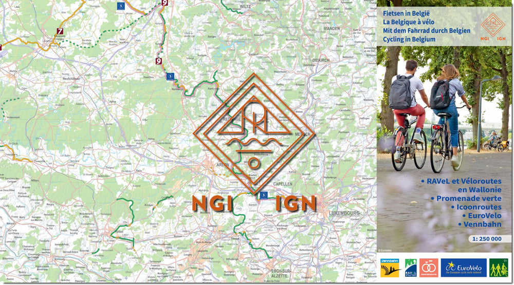 Carte cycliste - La Belgique à vélo | NGI carte pliée IGN Belgique 