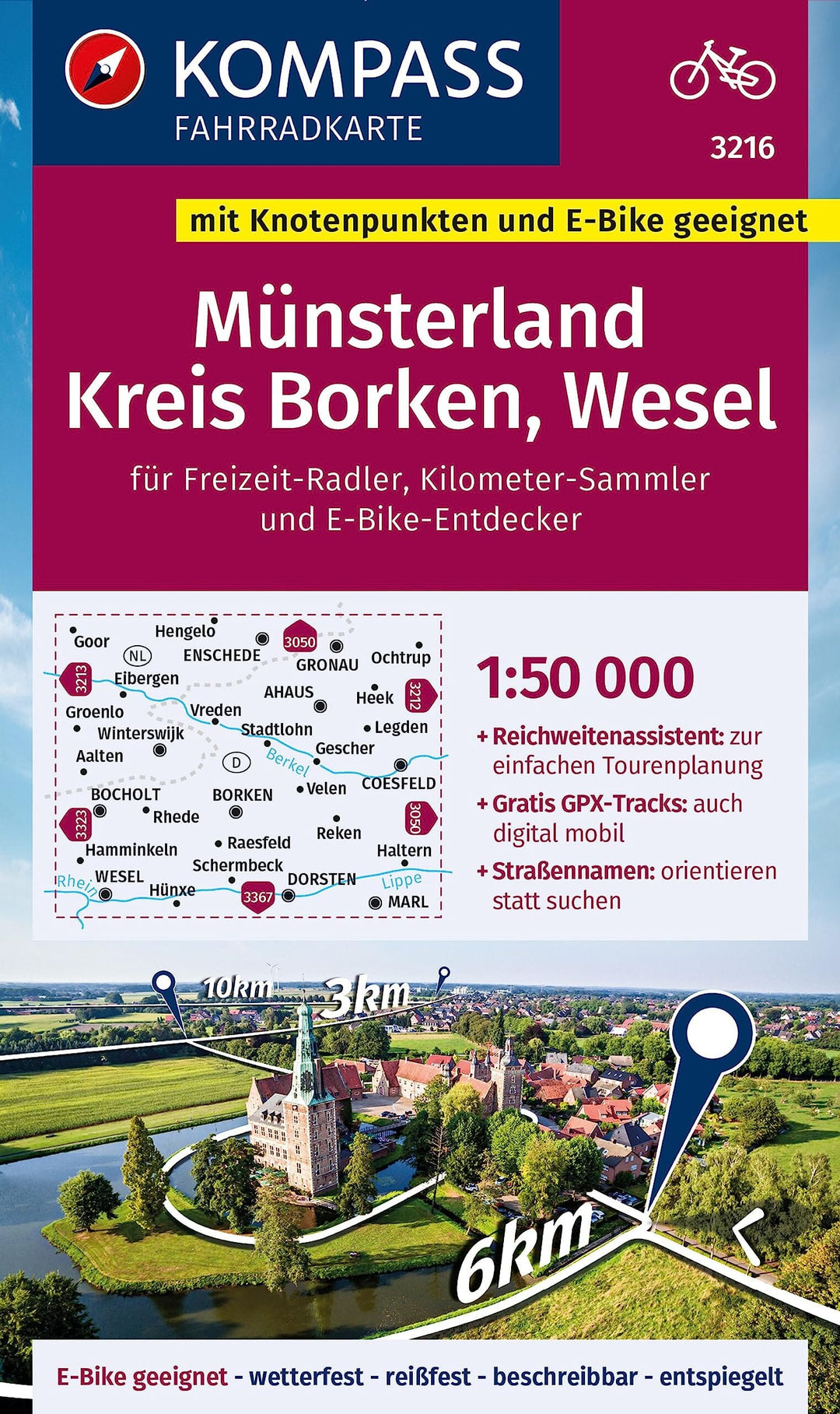 Carte cycliste n° F3216 - Münsterland, Kreis Borken, Wese (Allemagne) | Kompass carte pliée Kompass