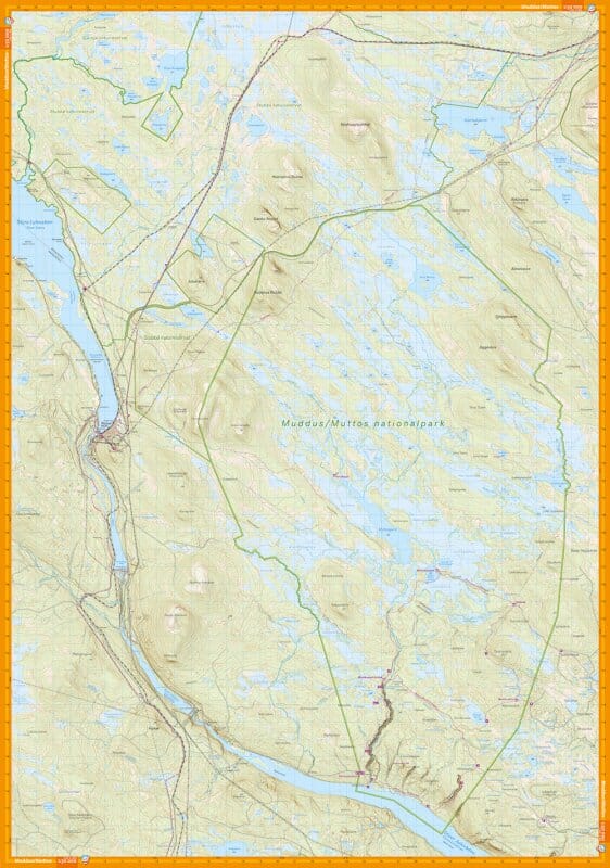 Carte de montagne - Muttos nationalpark & Sjávnja naturreservat - (Suède) | Calazo - 1/50 000 carte pliée Calazo 