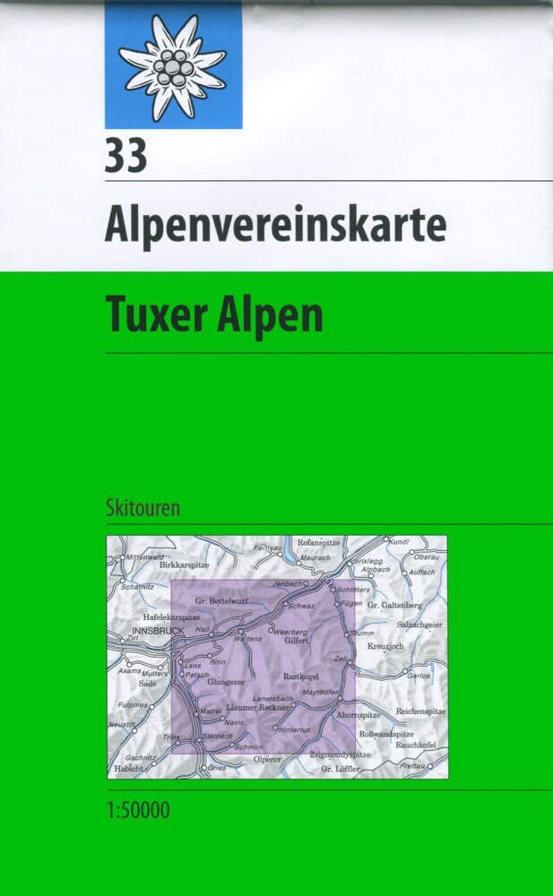 Carte de randonnée & ski n° 33 - Tuxer Alpen (Alpes autrichiennes) | Alpenverein carte pliée Alpenverein 