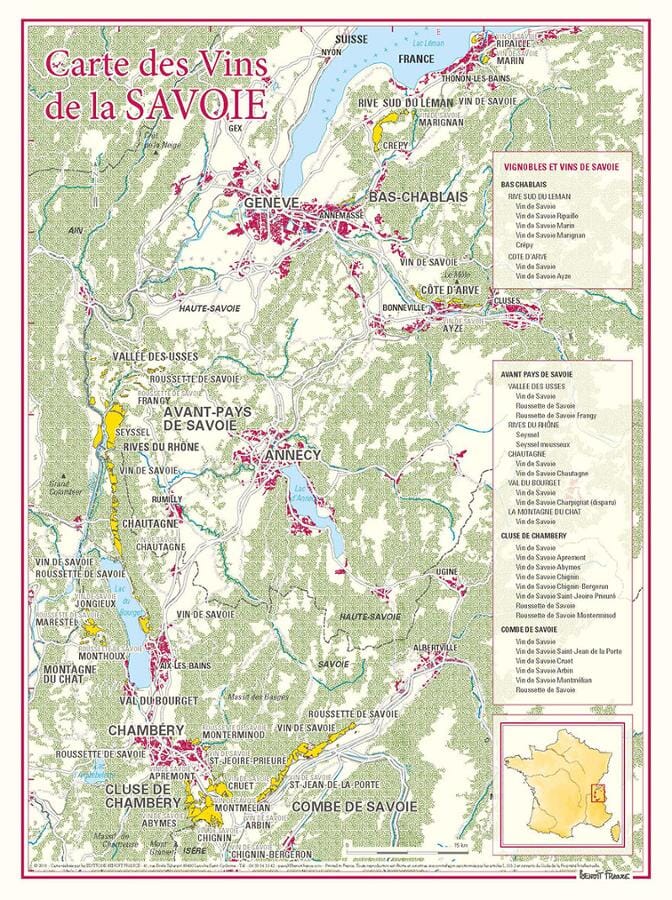 Carte des vins de la Savoie | Benoit France carte de voyage Benoit France
