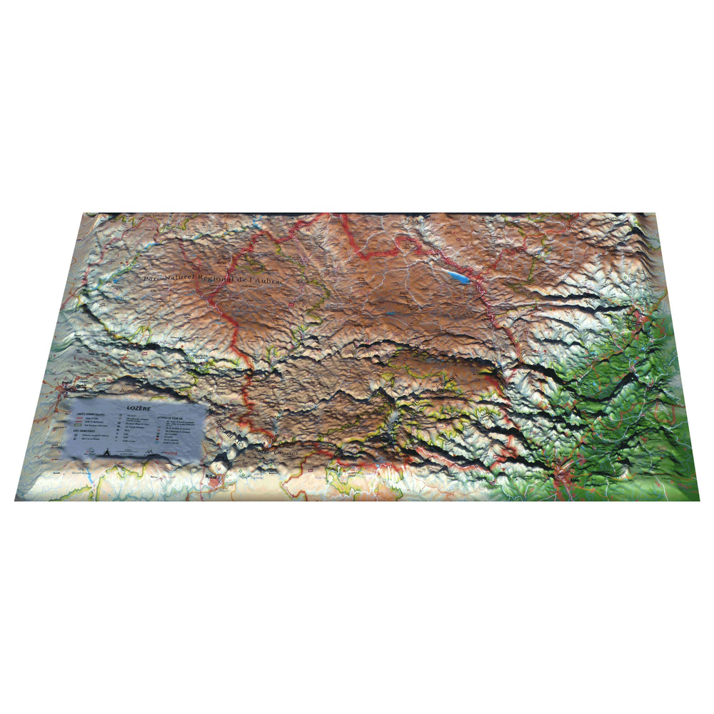 Carte murale en relief - Lozère - 61 cm x 41 cm | 3D Map carte relief 3D Map 
