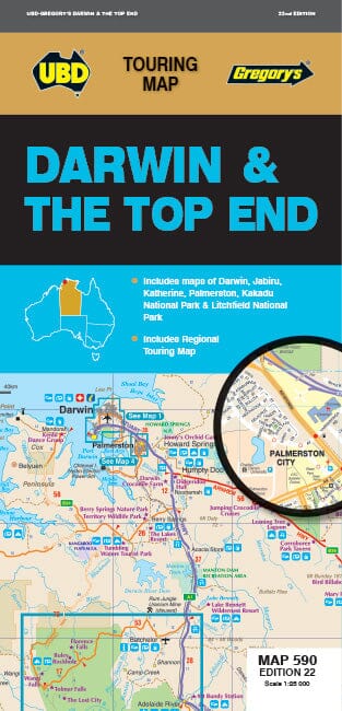 Carte routière - Darwin & the Top End (Territoire du Nord), n° 590 | UBD Gregory's carte pliée UBD Gregory's 