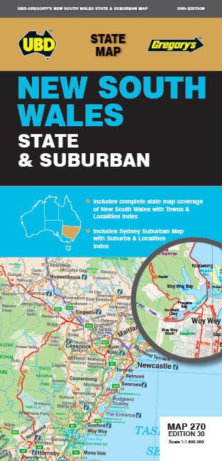 Carte routière n° 270 - New South Wales State & Suburban | UBD Gregory's carte pliée UBD Gregory's 