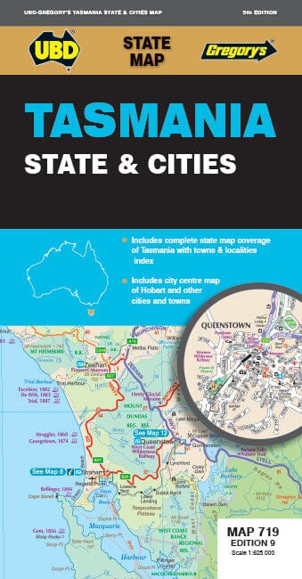 Carte routière n° 719 - Tasmanie | UBD Gregory's carte pliée UBD Gregory's 