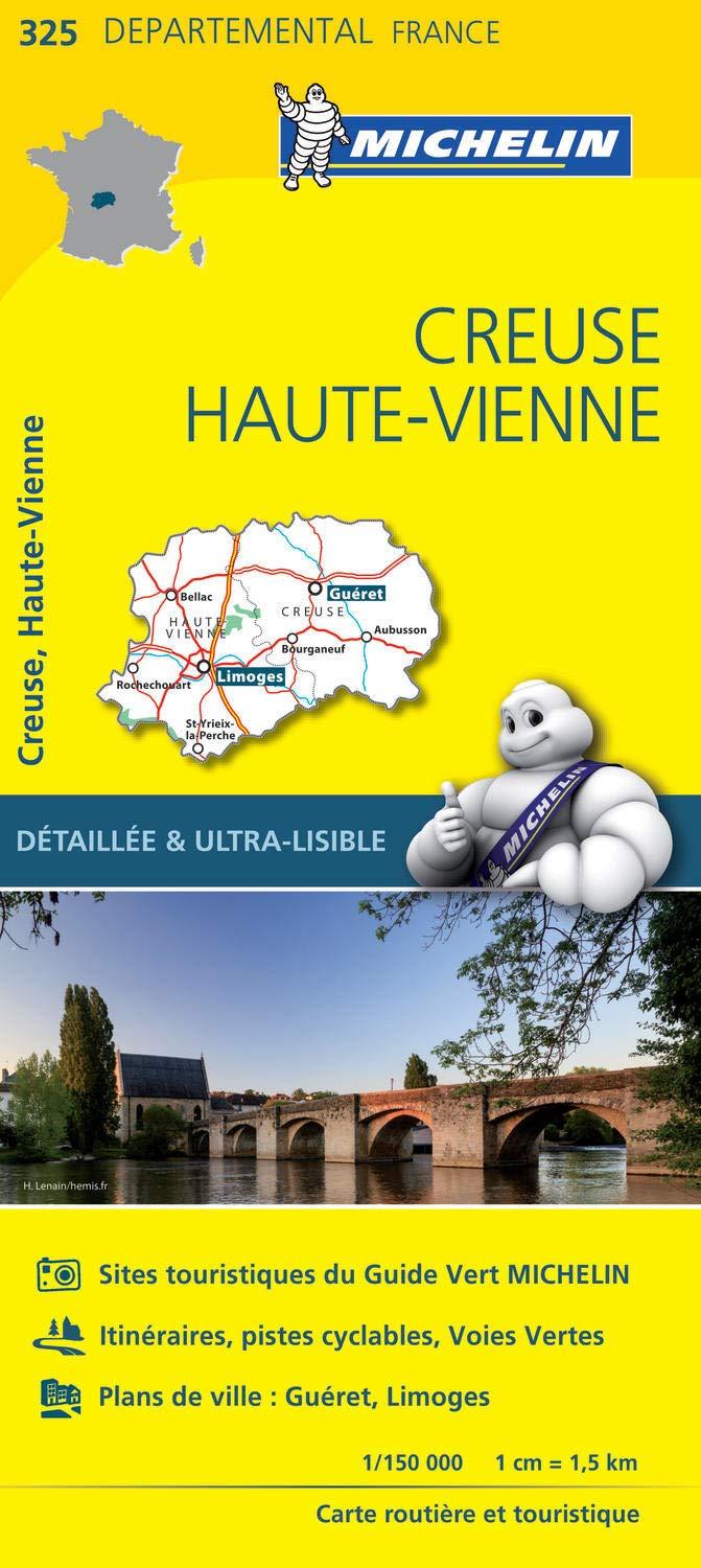 Departmental Map No. 325 - Creuse & Haute-Vienne | Michelin