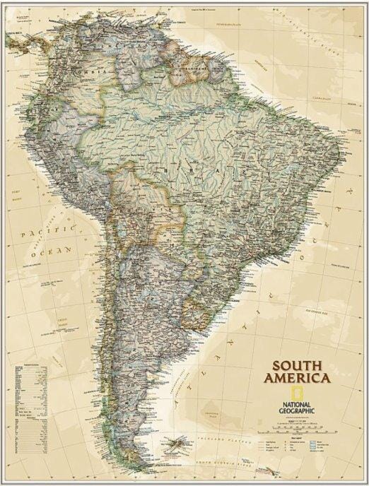 Maps International Huge Physical South America Wall Map - Paper - 55 x 46:  : Books