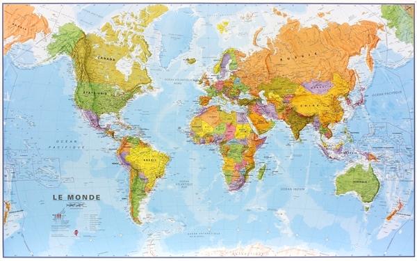 Giant Wall Map - World (Politics) - 197 x 117 cm | Maps International  (French)