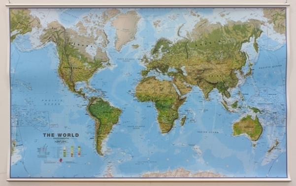 Laminated Giant Wall Map - Environmental World - 198 x 123 cm, with  Aluminum Profiles | Maps International