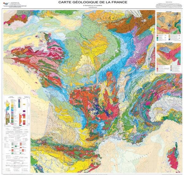 Laminated poster - Geological map of France - 118 x 120 cm