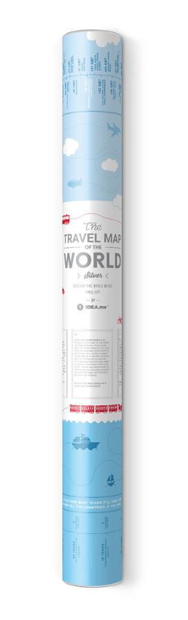 Scratch-off wall map (in English) - Travel map of the World, Silver Edition (80 x 60 cm) | 1DEA.me