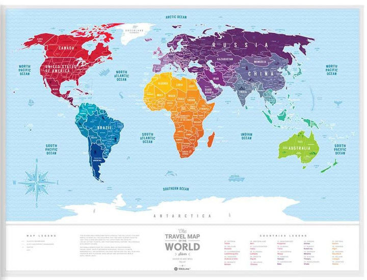 Scratch-off wall map (in English) - Travel map of the World, Silver Edition (80 x 60 cm) | 1DEA.me