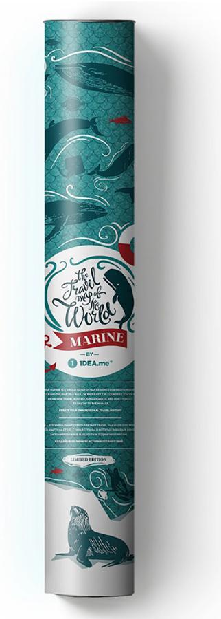 Small Scratch-Off Wall Map (English) - Travel Map, Marine World Edition (60 x 40 cm) | 1DEA.me