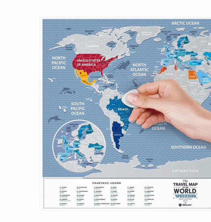 Small Scratch-Off Wall Map (English) - The Travel Map of the World, Weekend Edition (60 x 40 cm) | 1DEA.me