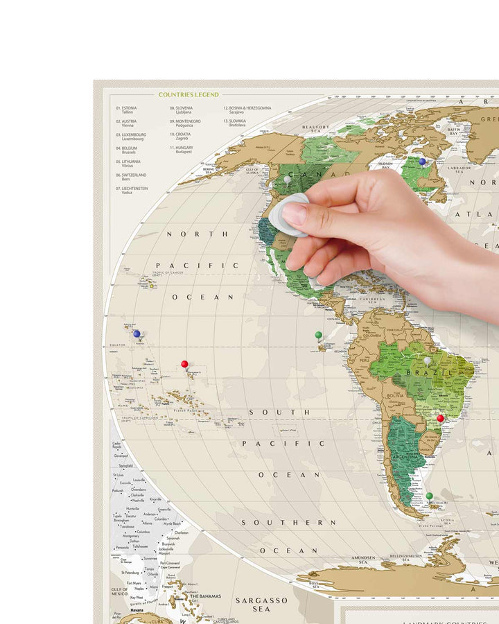 Scratch-off wall map (in English) - Travel map of the World, Geography edition (88 x 60 cm) | 1DEA.me