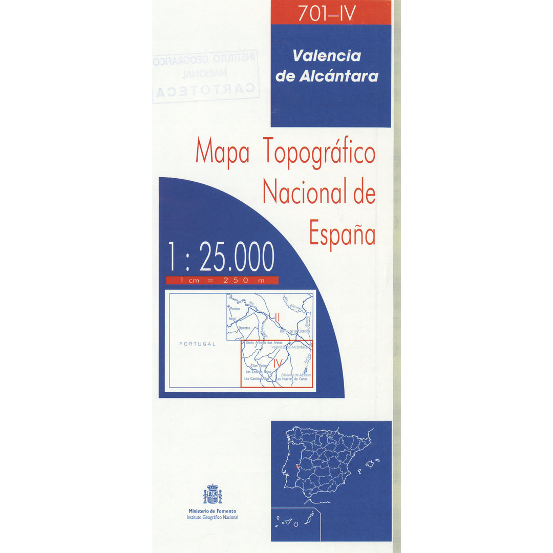 Topographic map of Spain n° 0701.4 - Valencia de Alcántara | CNIG - 1/25,000