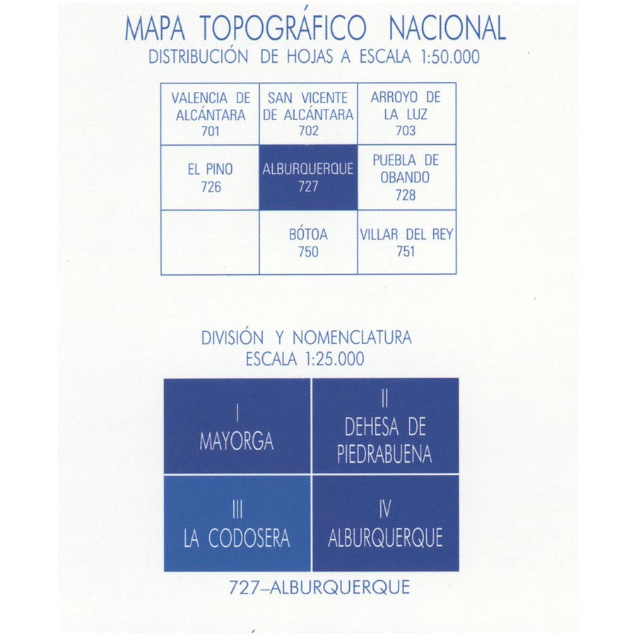 Topographic map of Spain n° 0727.3 - La Codosera | CNIG - 1/25,000