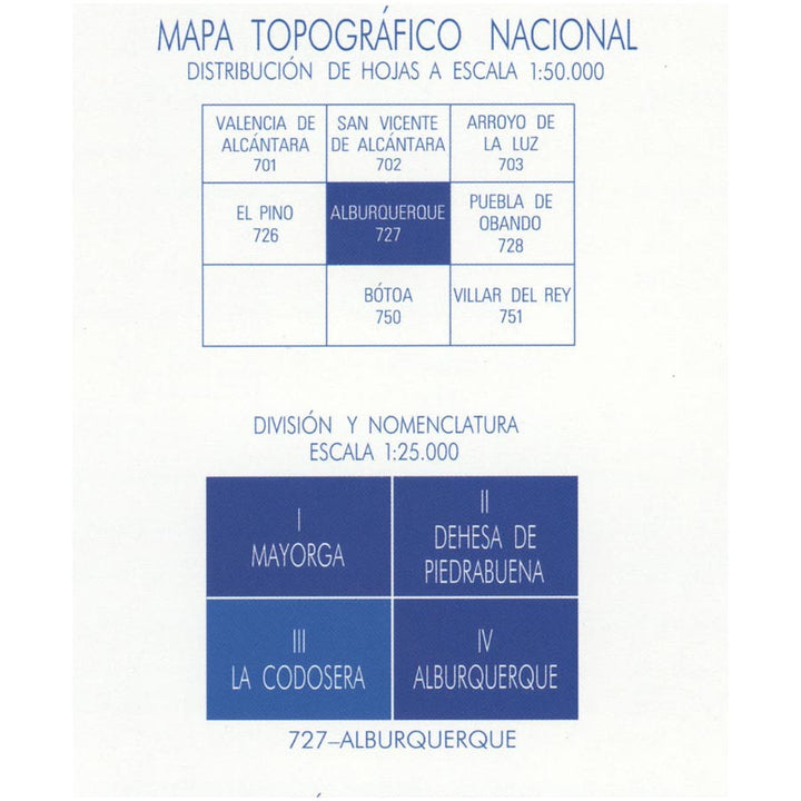 Topographic map of Spain n° 0727.3 - La Codosera | CNIG - 1/25,000