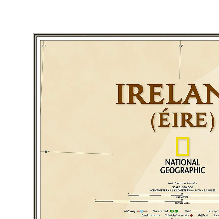 Laminated wall map (in English) - Ireland, antique style - 76 x 92 cm | National Geographic