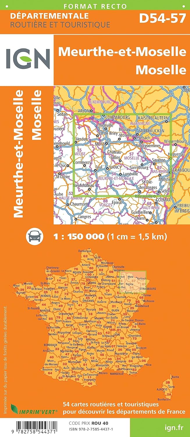 Carte départementale D54-57 - Meurthe-et-Moselle & Moselle | IGN