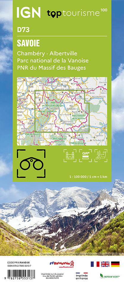 Tourist map TOP100D73 - Savoie | IGN