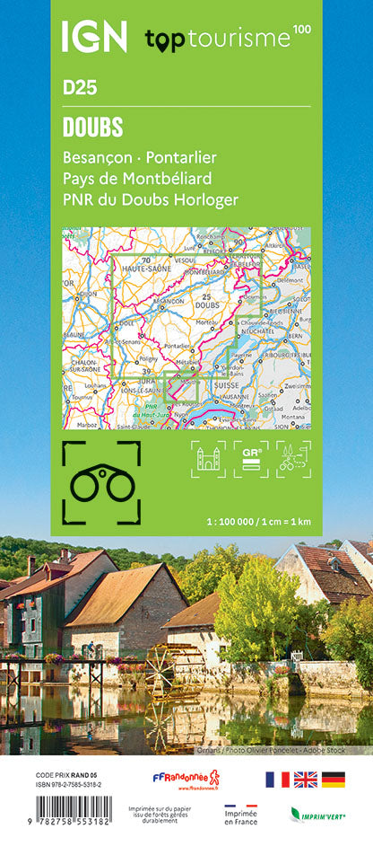 Tourist map TOP100D25 - Doubs | IGN