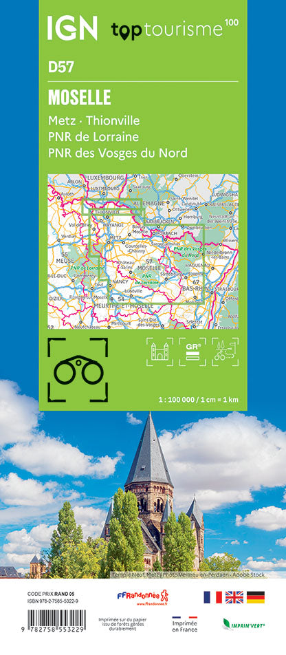 Tourist map TOP100D57 - Moselle | IGN