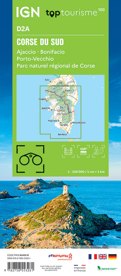 Tourist map TOP100D2A - Corsica-du-Sud | IGN