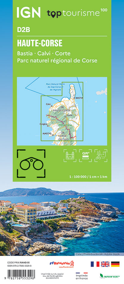 Tourist map TOP100D2B - Upper Corsica | IGN