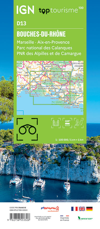 Tourist map TOP100D13 - Bouches-du-Rhône | IGN