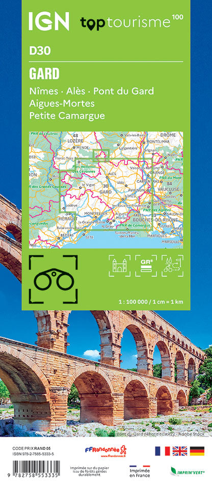 Tourist map TOP100D30 - Gard | IGN