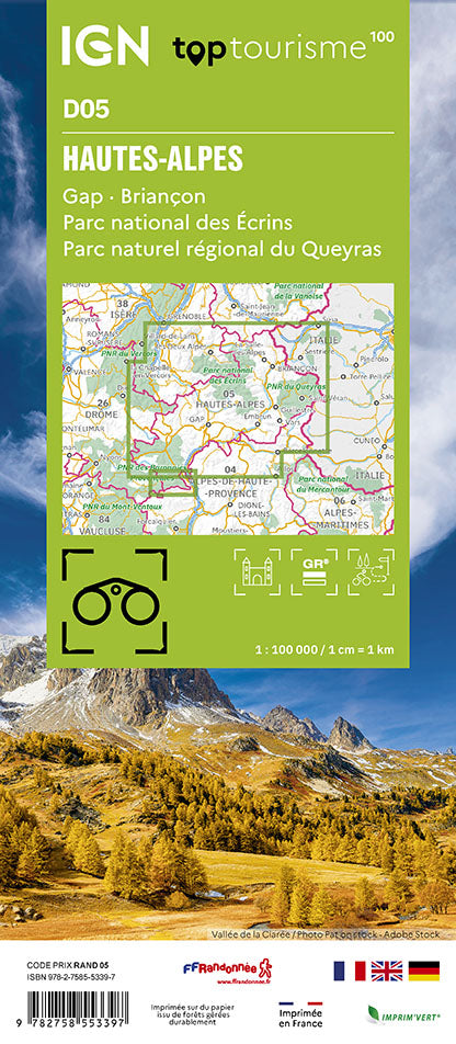 Tourist map TOP100D05 - Hautes-Alpes | IGN