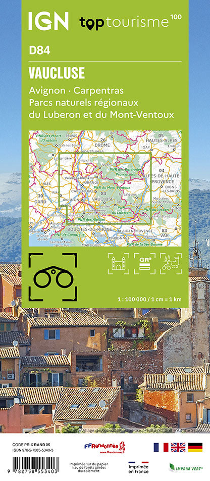 Tourist map TOP100D84 - Vaucluse | IGN