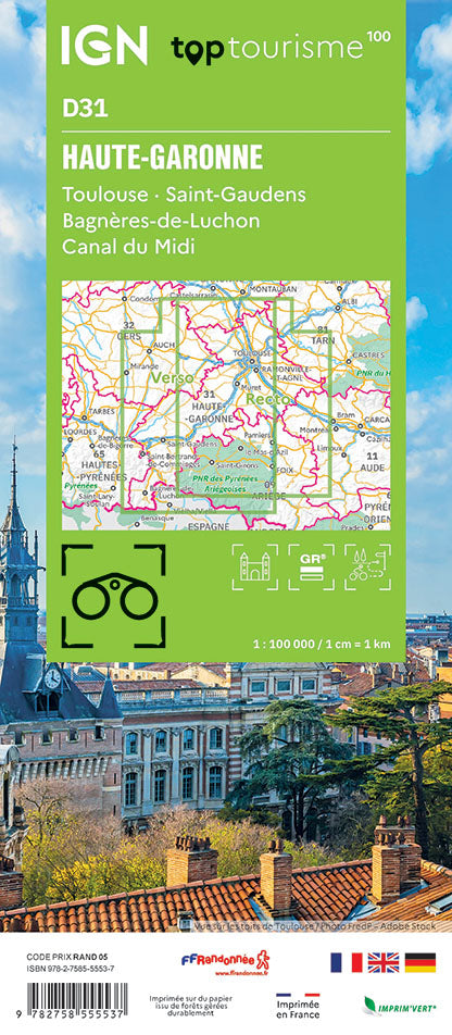 Tourist map TOP100D31 - Haute-Garonne | IGN