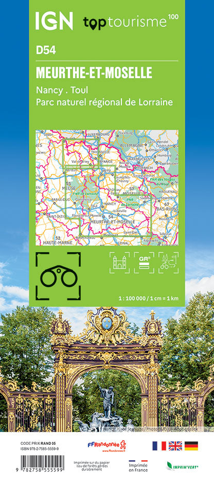Tourist map TOP100D54 - Meurthe-Et-Moselle | IGN
