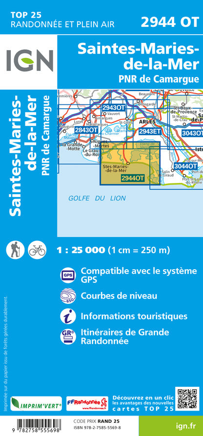 TOP 25 map n° 2944 OT - Saintes-Maries-de-la Mer, Camargue PNR | IGN