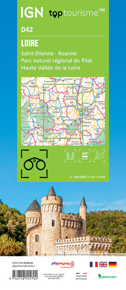 Tourist map TOP100D42 - Loire | IGN