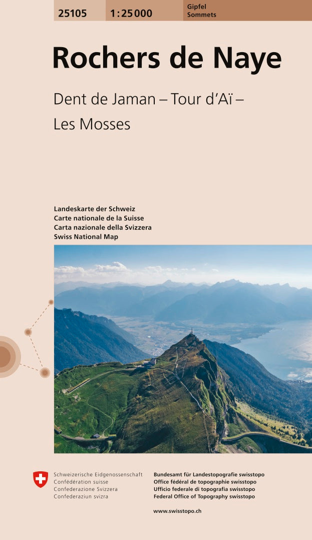 Special summit hiking map n° 25105 - Rochers de Naye: Dent de Jaman, Tour d'Aï (Switzerland) | Swisstopo - 1/25,000