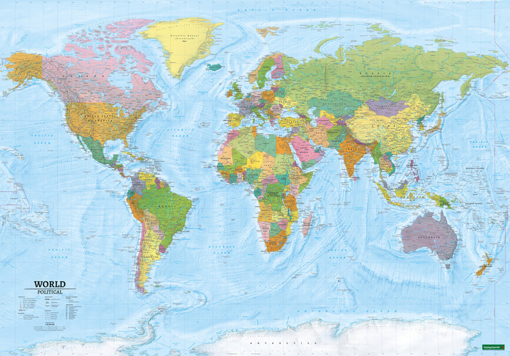 Wall map (in English) - Political world &amp; Physical world - 1/20M (138 x 96 cm) | Freytag &amp; Berndt