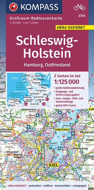 Cycling map no. F3701 - Schleswig-Holstein, Hamburg, Ostfriesland (Germany) | Kompass