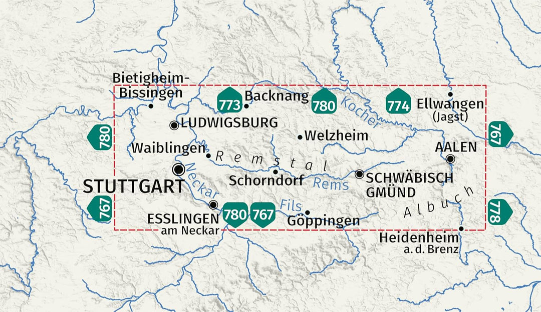 Hiking map no. 785 - Remstal, Stuttgart, with Remstalweg (Germany) | Kompass