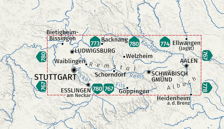 Hiking map no. 785 - Remstal, Stuttgart, with Remstalweg (Germany) | Kompass