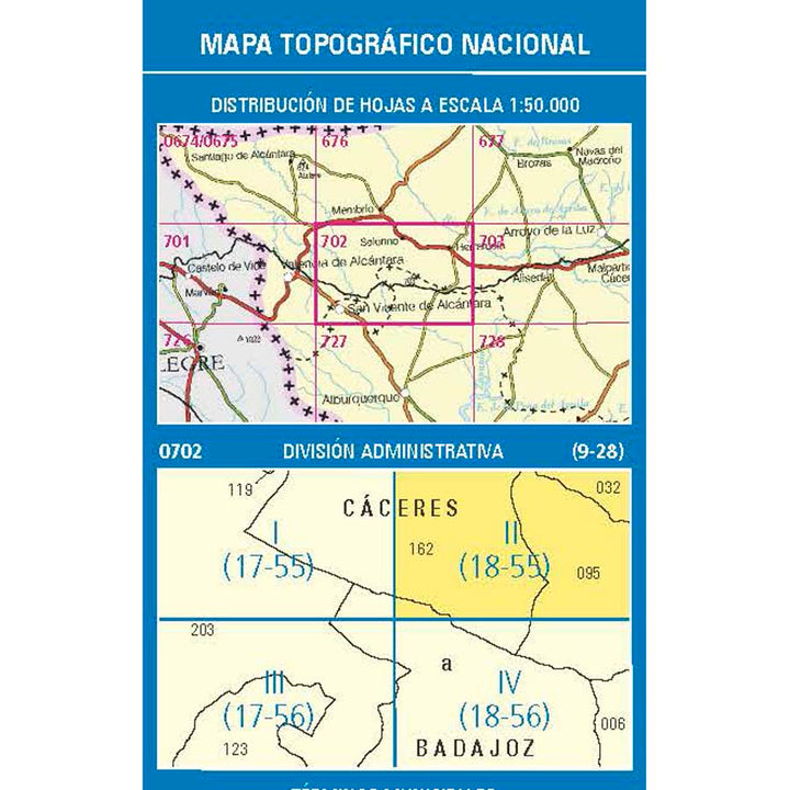 Topographic map of Spain n° 0702.2 - Salorino | CNIG - 1/25,000