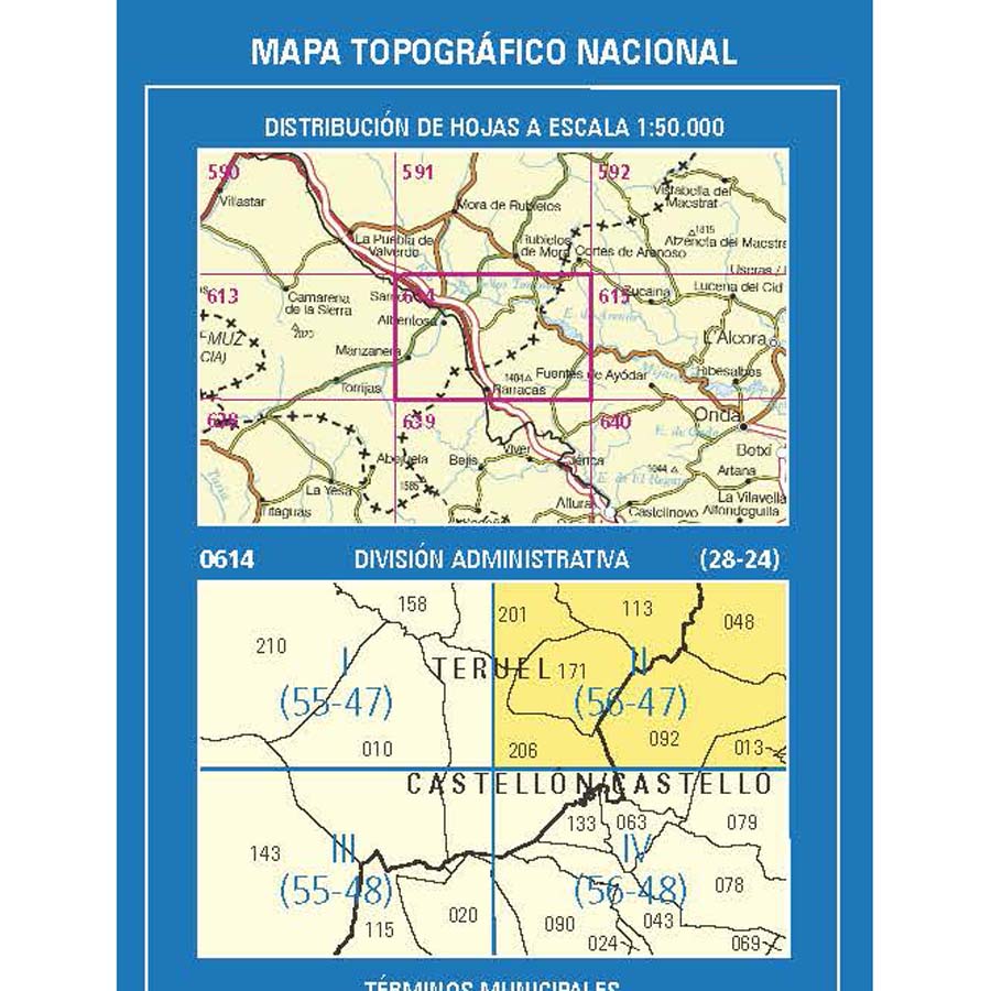 Topographic map of Spain n° 0614.2 - Puebla de Arenoso | CNIG - 1/25,000