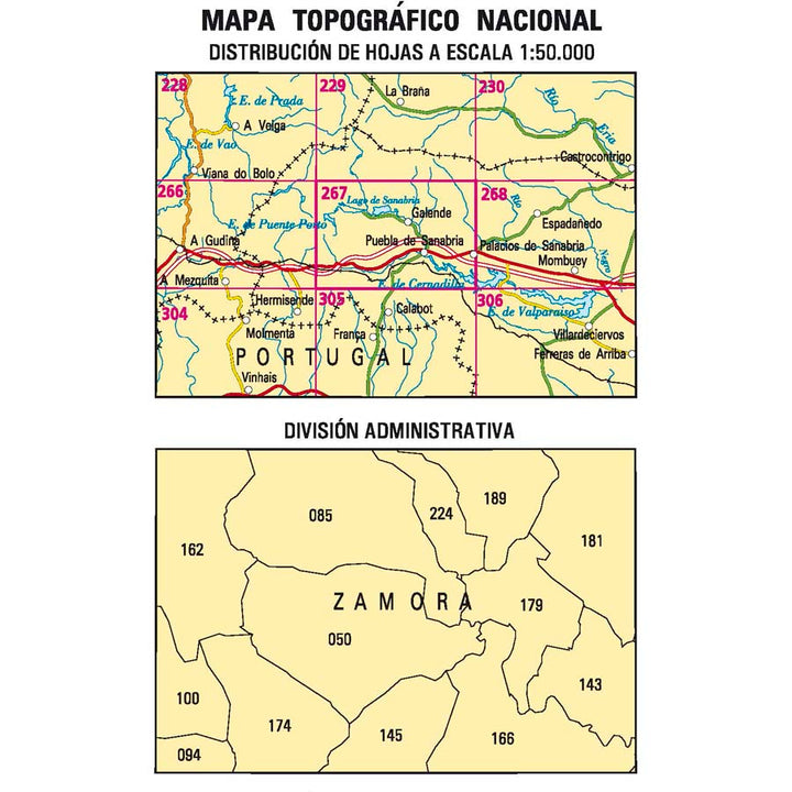 Topographic map of Spain n° 0267 - Puebla de Sanabria | CNIG - 1/50,000