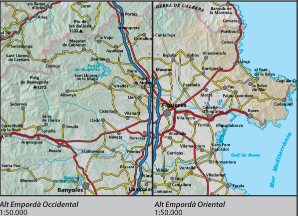 Set of 2 topographic maps - Alt Empordà, Aiguemolls Emporda, Cap de Creus, Albera (Catalonia) | Alpina