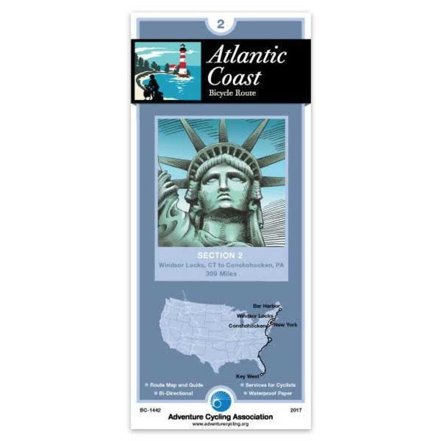 Atlantic Coast - Bicycle Route Section 2 | Adventure Cycling Association carte pliée Adventure Cycling Association 