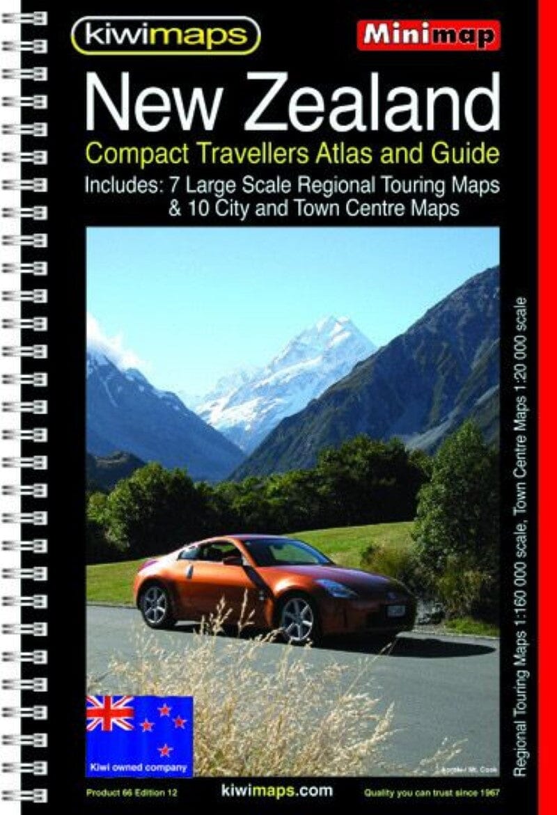 Atlas compact format A5 - Nouvelle-Zélande, reliure à spirales | Kiwi Maps atlas Kiwi Maps 