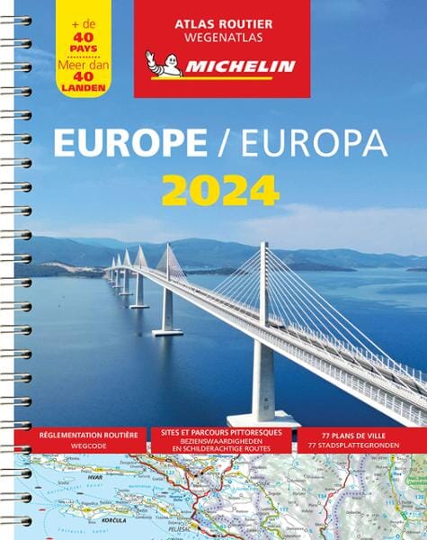 Atlas routier à spirales - Europe 2024 (multilingue) - format A4 | Michelin atlas Michelin 