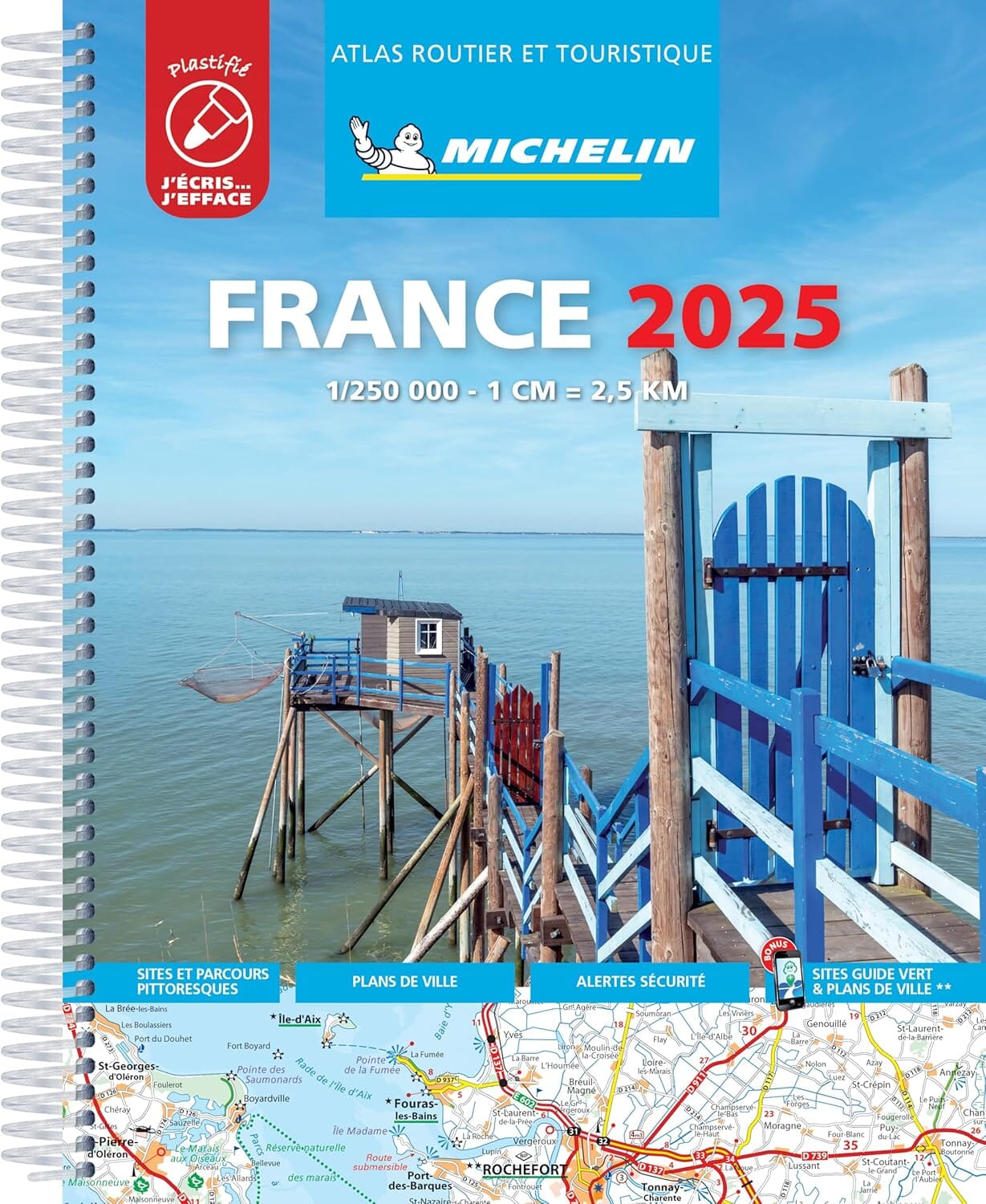 Laminated road and tourist atlas - France (spiral-bound
